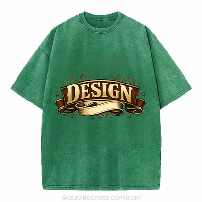 Bold typography design - "DESIGN" - intentional creation, aesthetic planning - Vintage T-shirt - Forest Mist(Green)