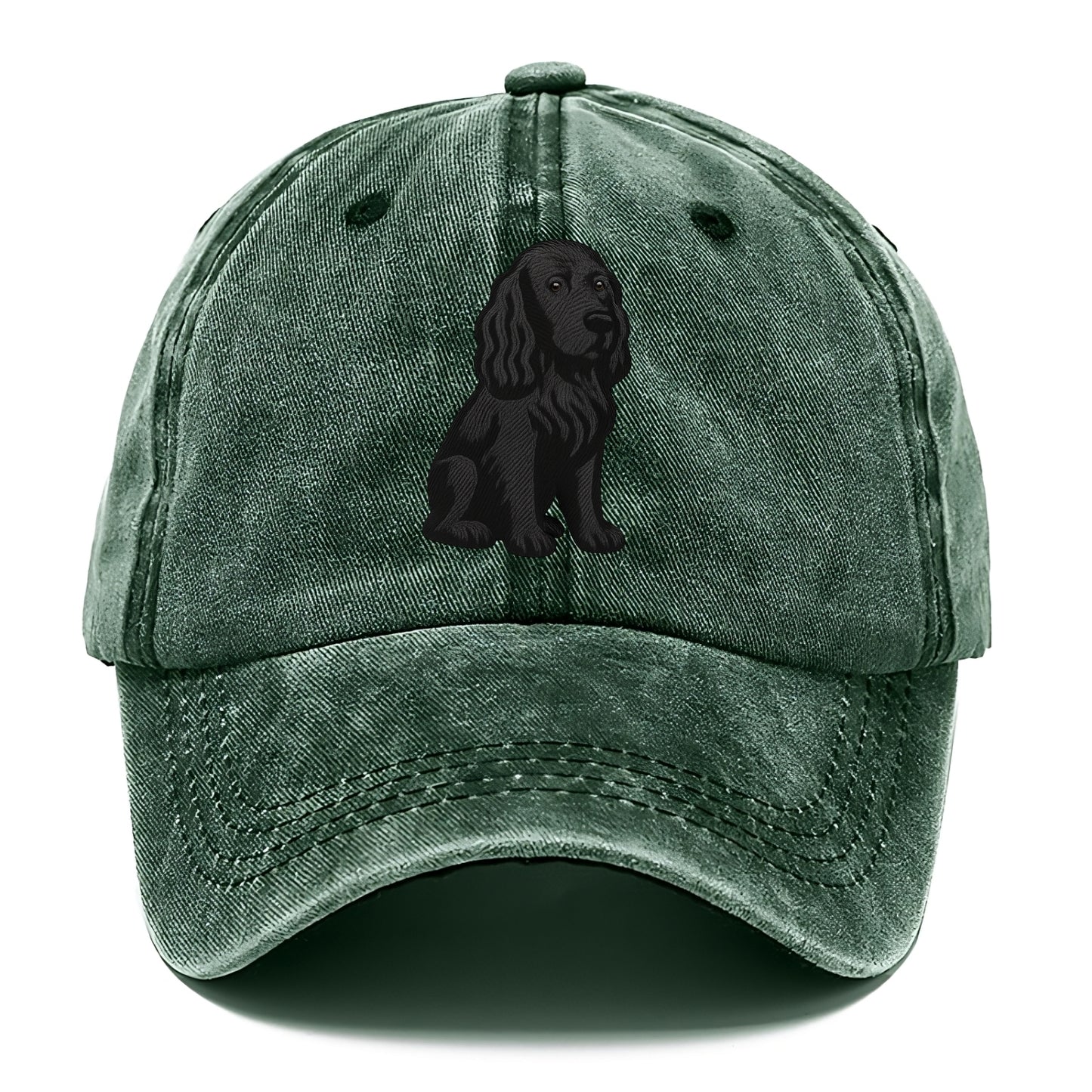 Field Spaniel - Black silky coat embroidered pose - Classic Cap - Forest Mist(Green)