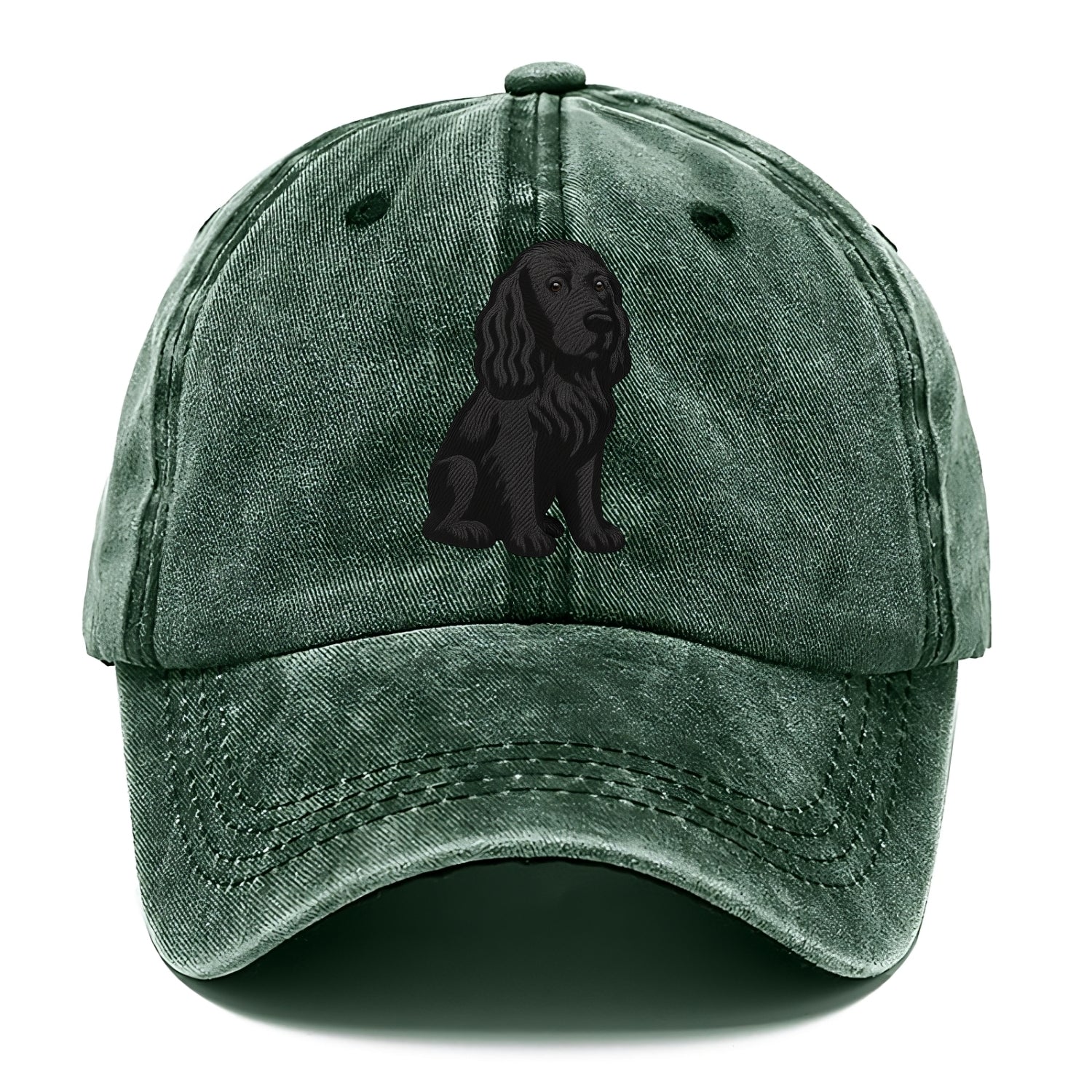 Field Spaniel - Black silky coat embroidered pose - Classic Cap - Forest Mist(Green)