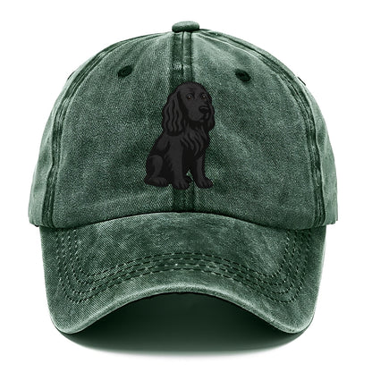 Field Spaniel - Black silky coat embroidered pose - Classic Cap - Forest Mist(Green)