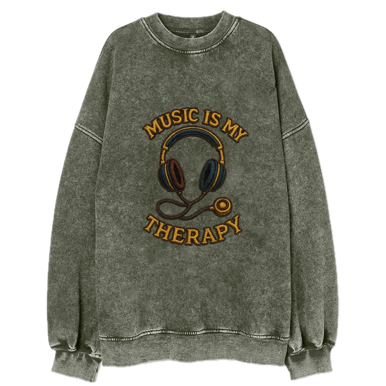 Music Is My Therapy  - Vintage Sweatshirt - Forest Mist(Green)