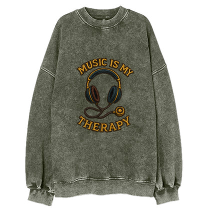 Music Is My Therapy  - Vintage Sweatshirt - Forest Mist(Green)