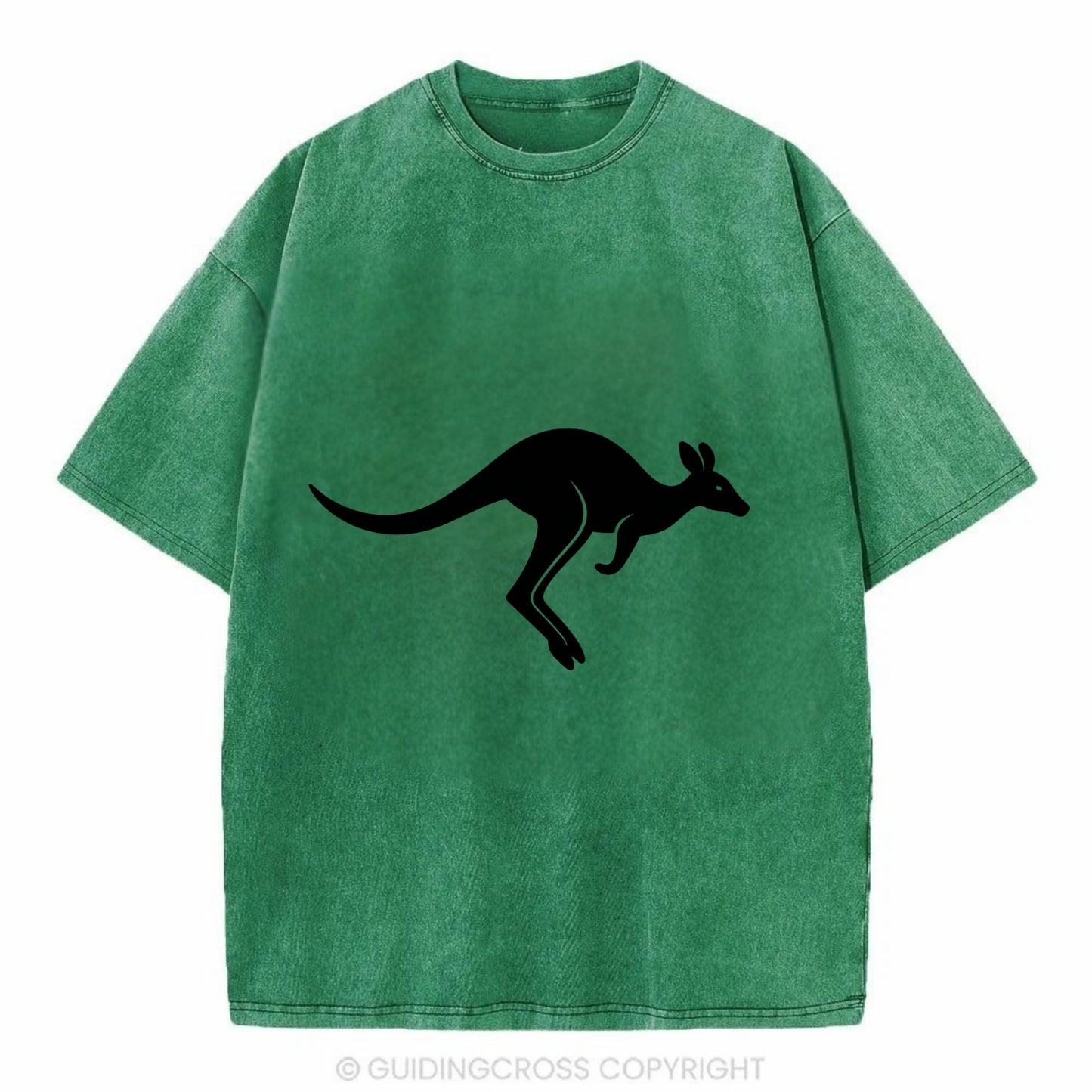 Kangaroo leaping across outback - Vintage T-shirt - Forest Mist(Green)