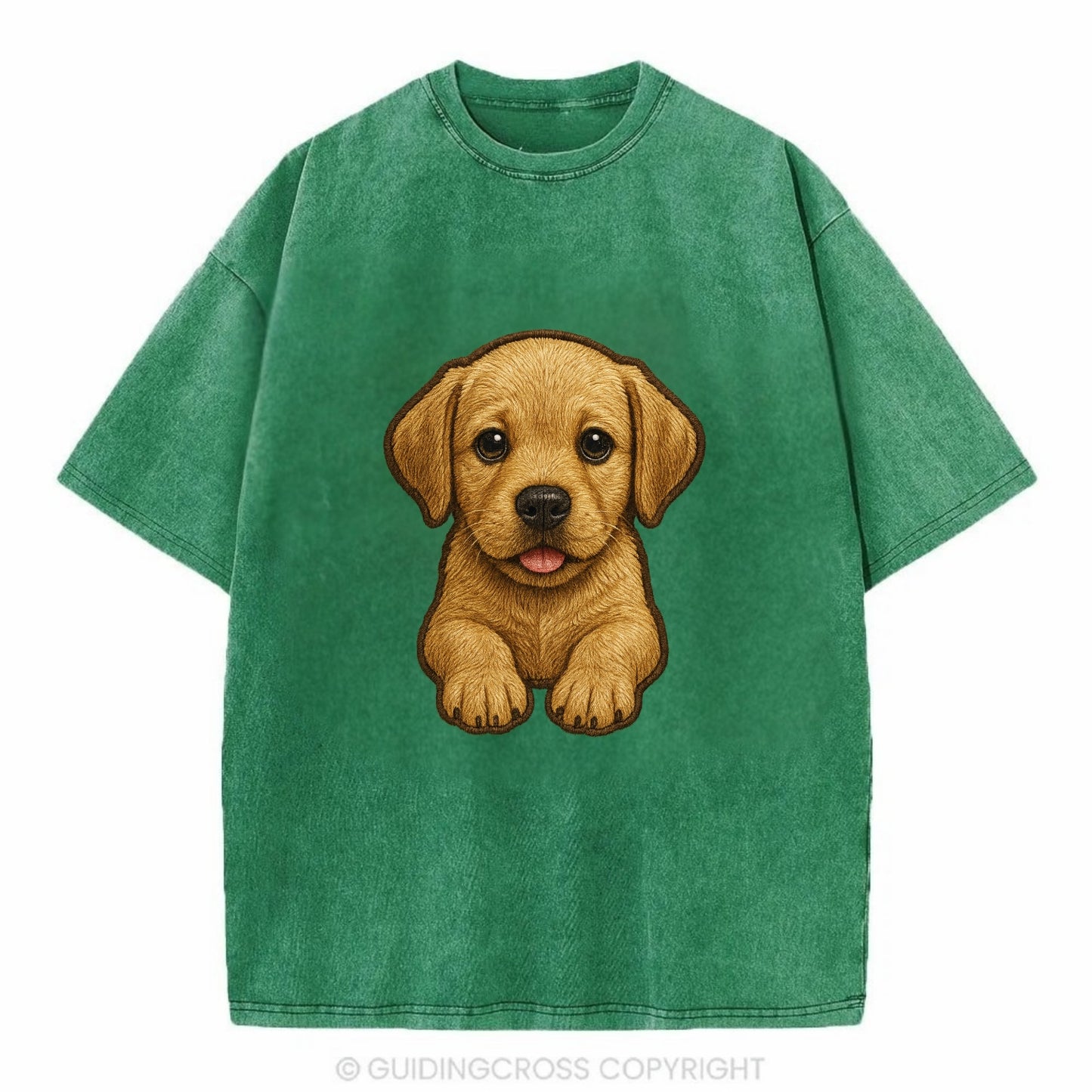 Baby Labrador Retriever Puppy - yellow/black/chocolate, soulful eyes, soft ears, - Vintage T-shirt - Forest Mist(Green)