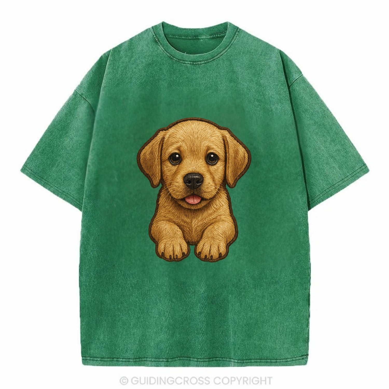 Baby Labrador Retriever Puppy - yellow/black/chocolate, soulful eyes, soft ears, - Vintage T-shirt - Forest Mist(Green)