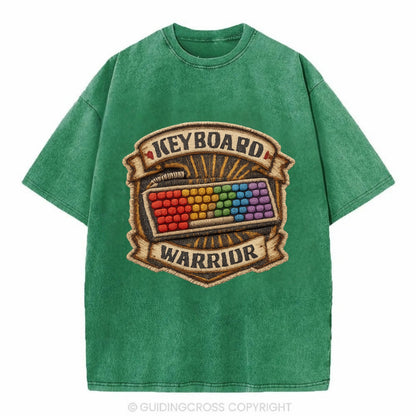 KEYBOARD WARRIOR - mechanical keyboard in RGB rainbow , PC master race - Vintage T-shirt - Forest Mist(Green)