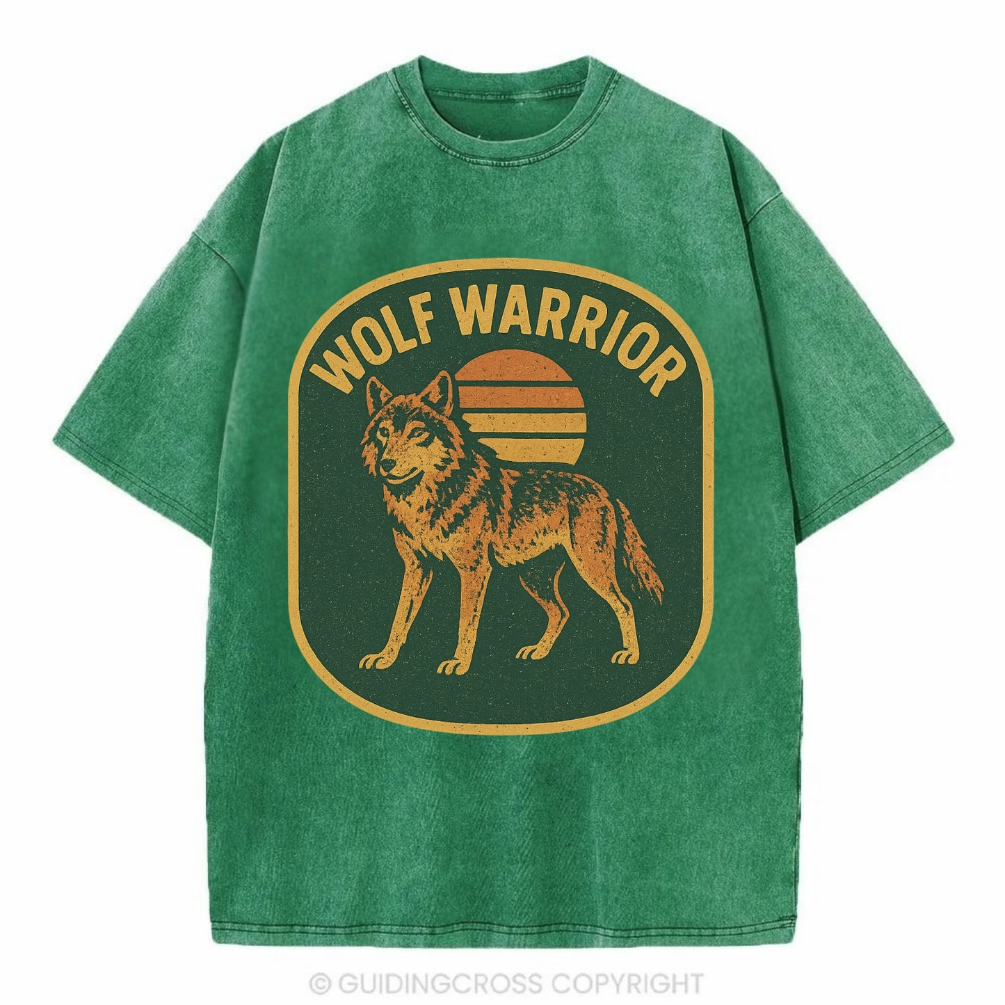 Wolf Warrior  - Vintage T-shirt - Forest Mist(Green)