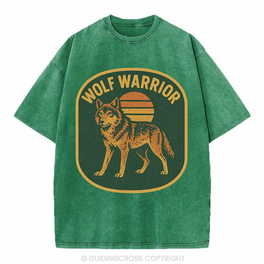 Wolf Warrior  - Vintage T-shirt - Forest Mist(Green)