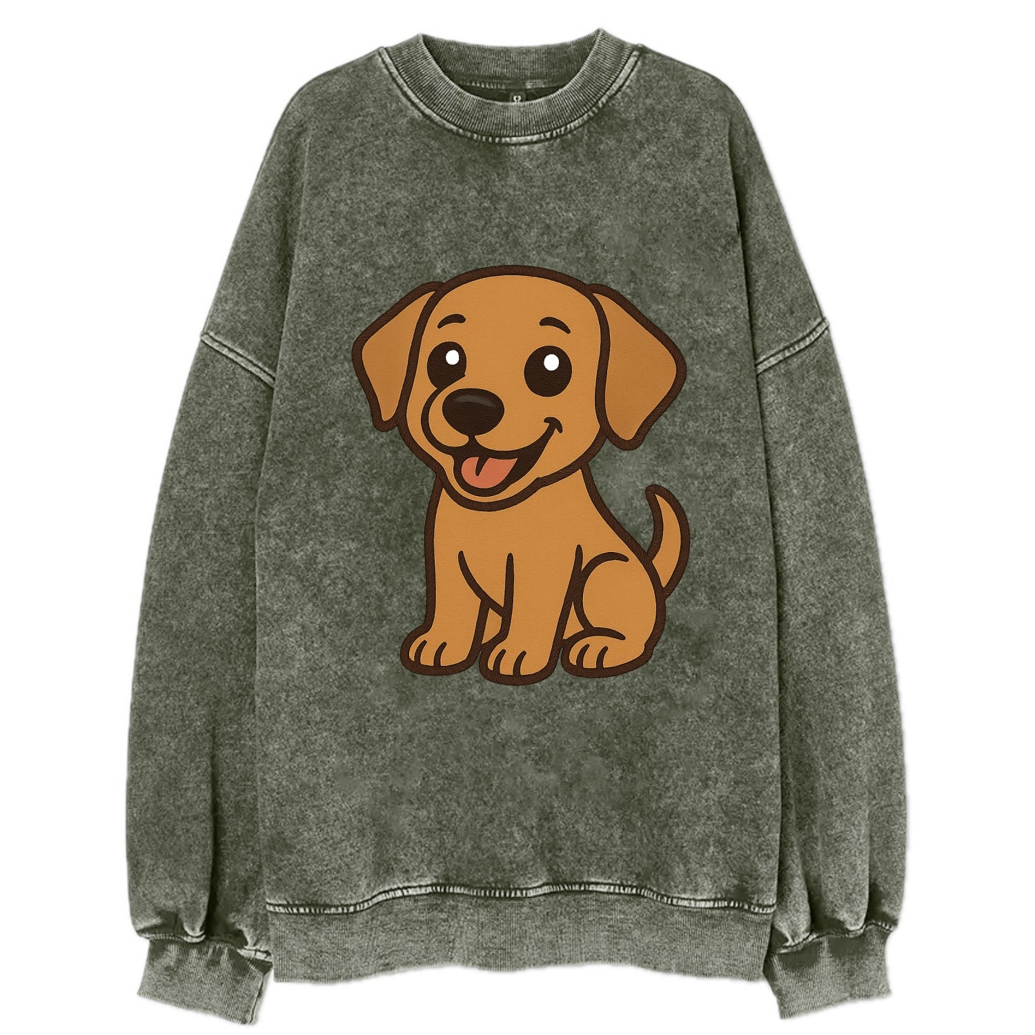 Labrador - Happy panting expression - Vintage Sweatshirt - Forest Mist(Green)