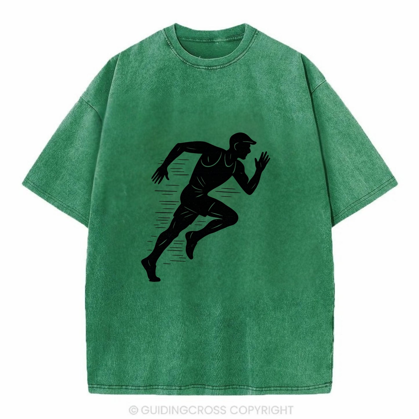 Runner in full stride sprinting - Vintage T-shirt - Forest Mist(Green)