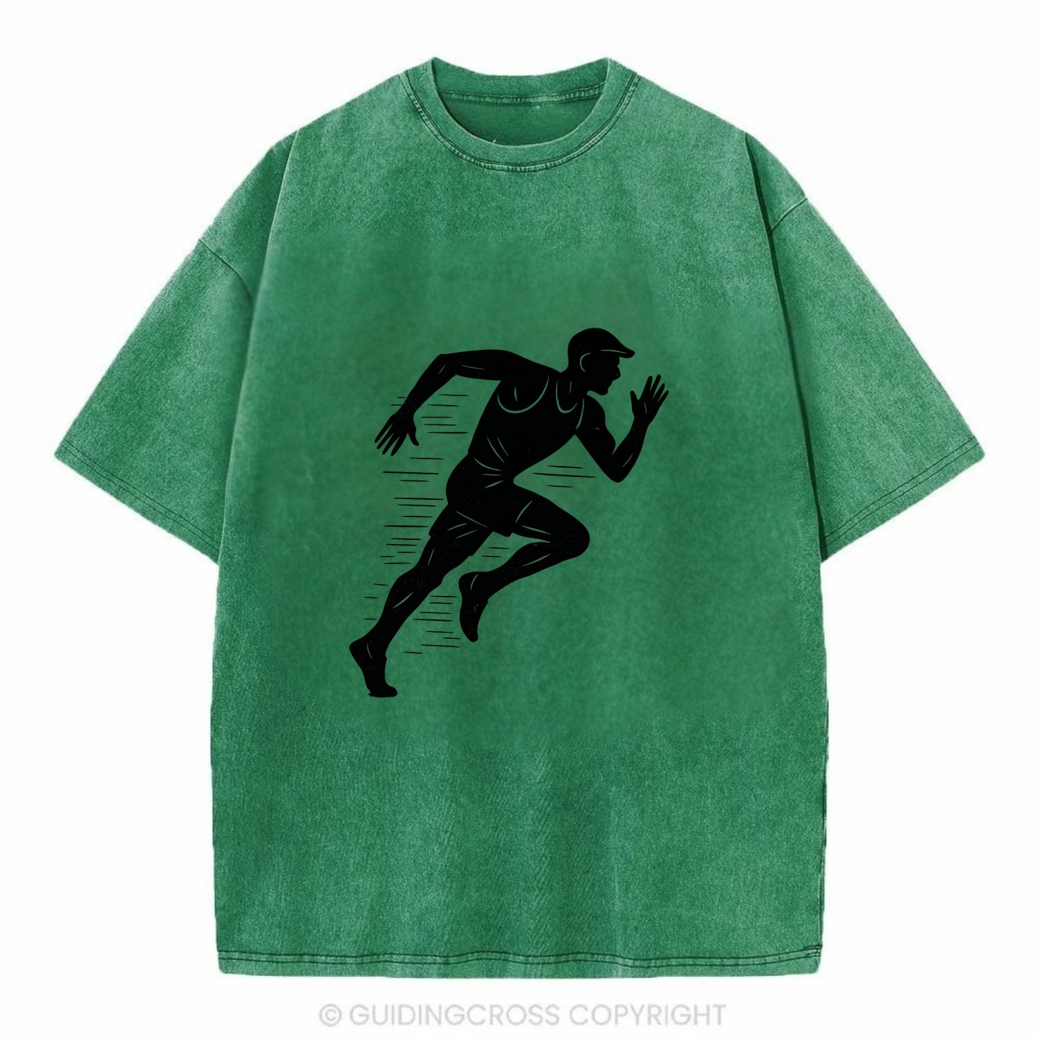 Runner in full stride sprinting - Vintage T-shirt - Forest Mist(Green)