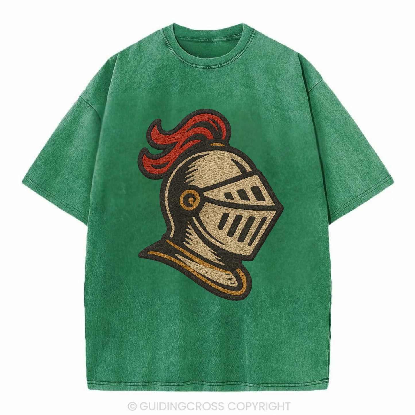 Knight Helmet  - Vintage T-shirt - Forest Mist(Green)