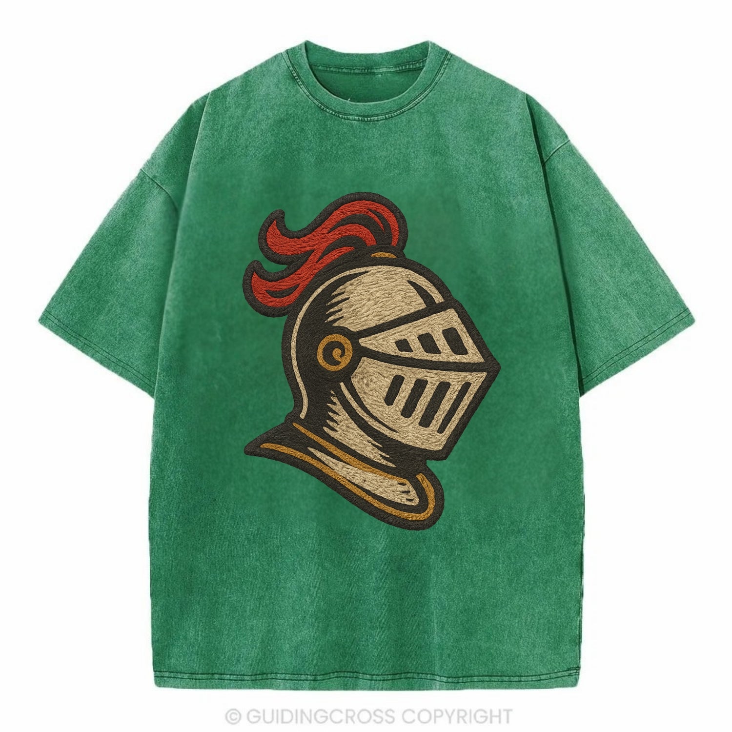 Knight Helmet  - Vintage T-shirt - Forest Mist(Green)