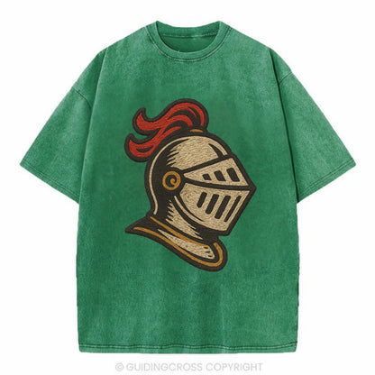 Knight Helmet  - Vintage T-shirt - Forest Mist(Green)