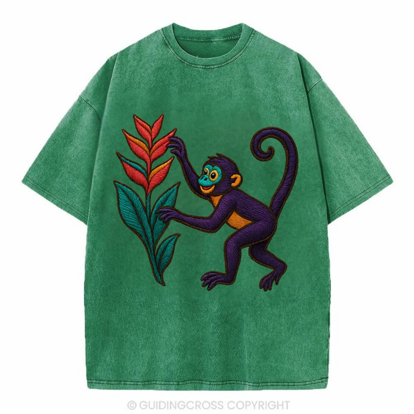 Spider Monkey - Vintage T-shirt - Forest Mist(Green)