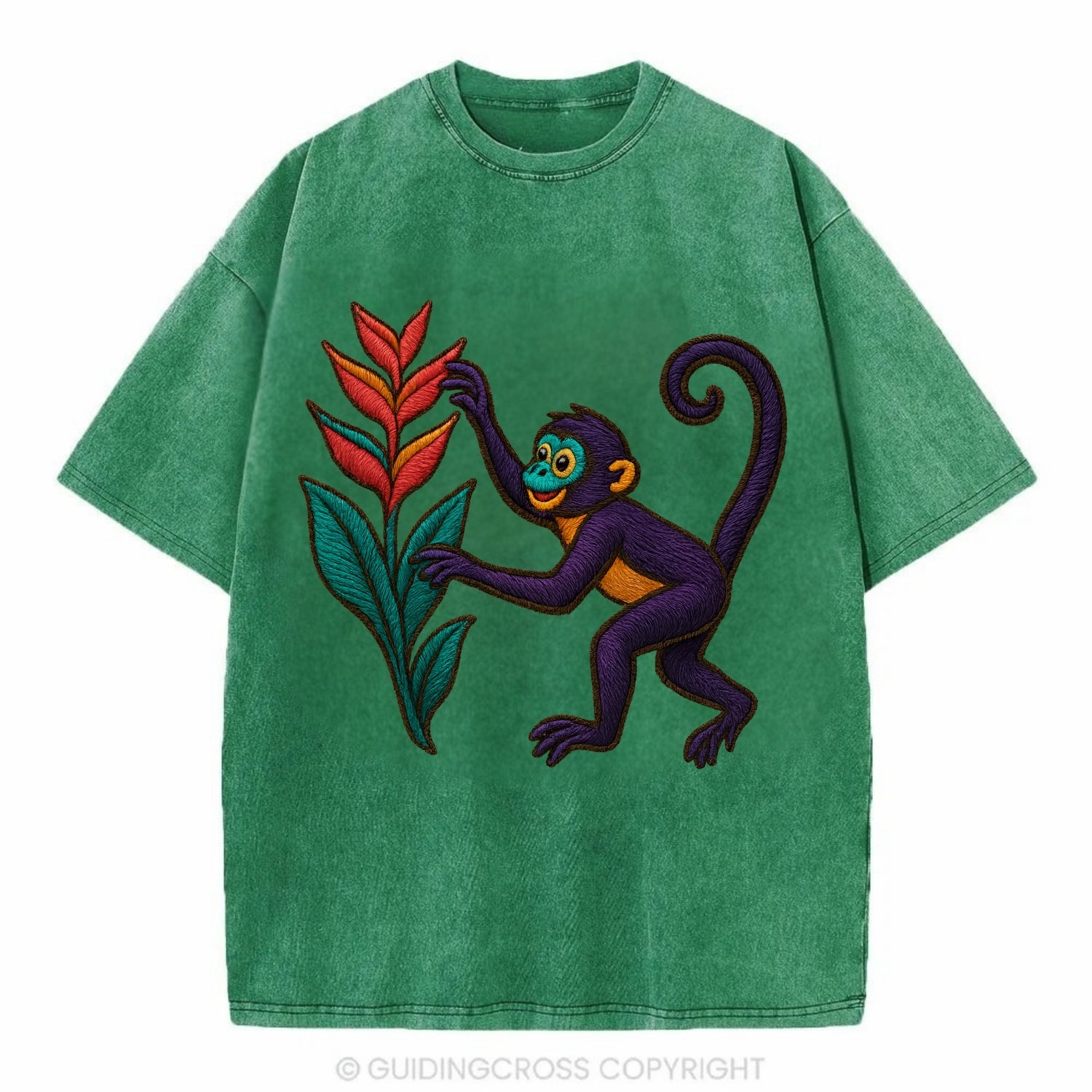 Spider Monkey - Vintage T-shirt - Forest Mist(Green)