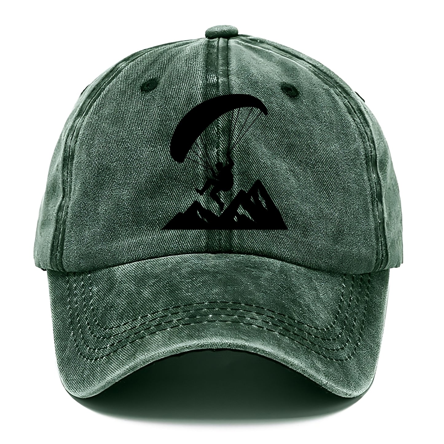 Paraglider soaring over mountain peaks - Classic Cap - Forest Mist(Green)