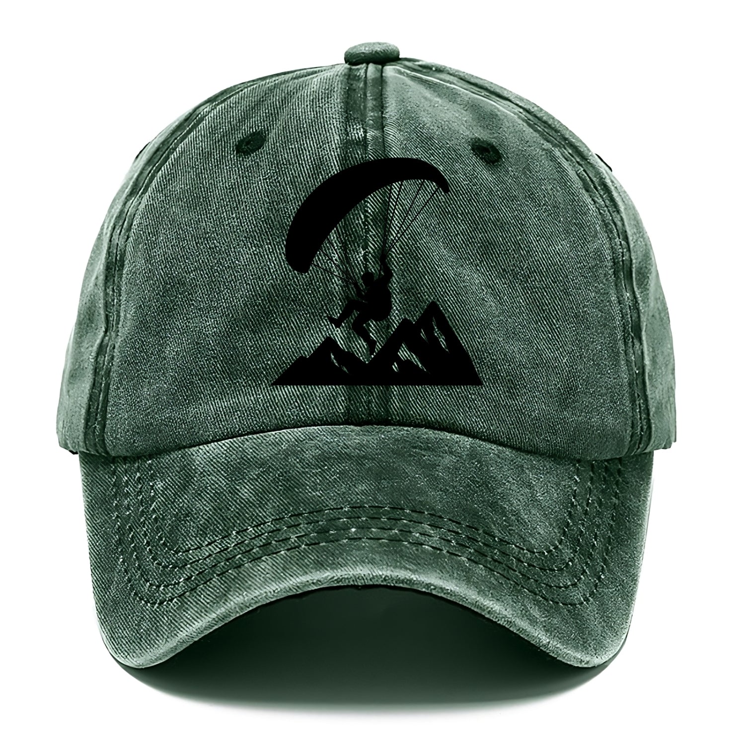 Paraglider soaring over mountain peaks - Classic Cap - Forest Mist(Green)