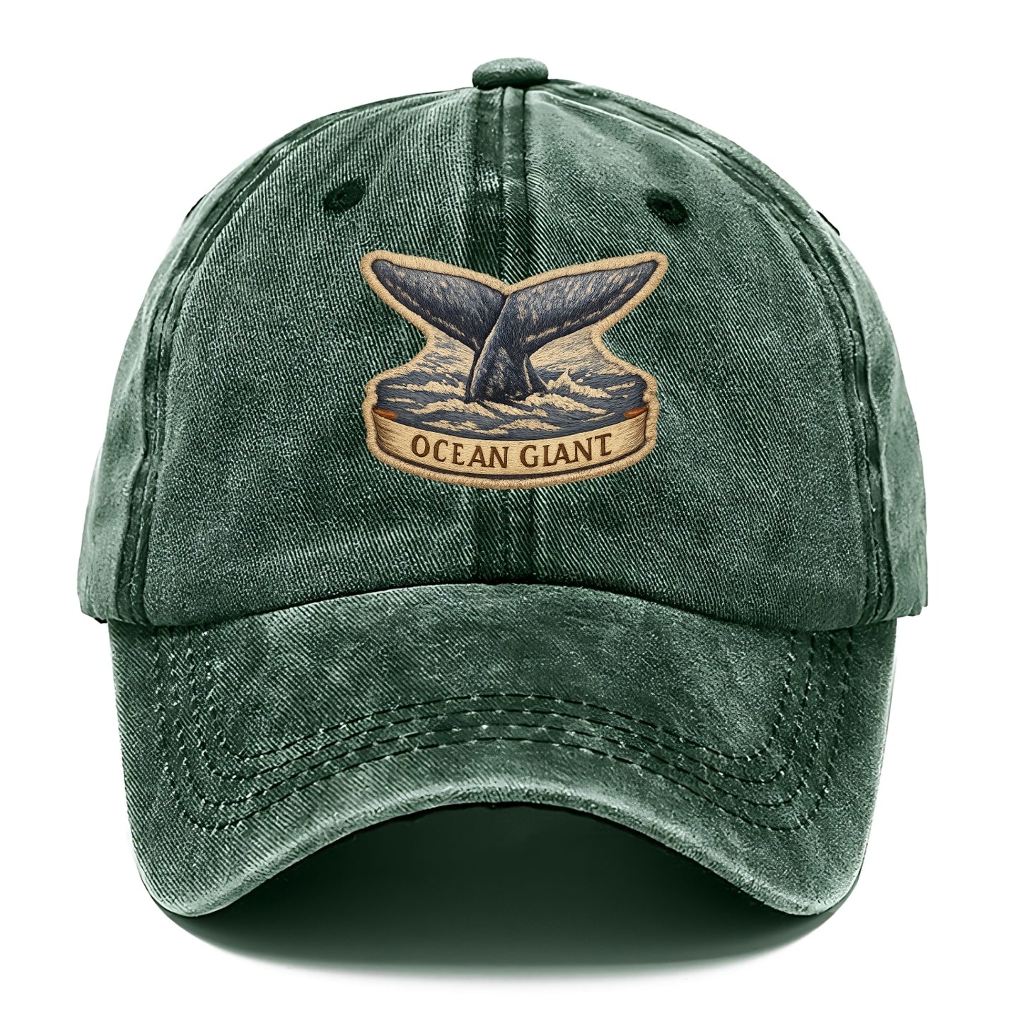 WHALE TAIL - diving whale in blue and gray , ocean giant - Classic Cap - Forest Mist(Green)