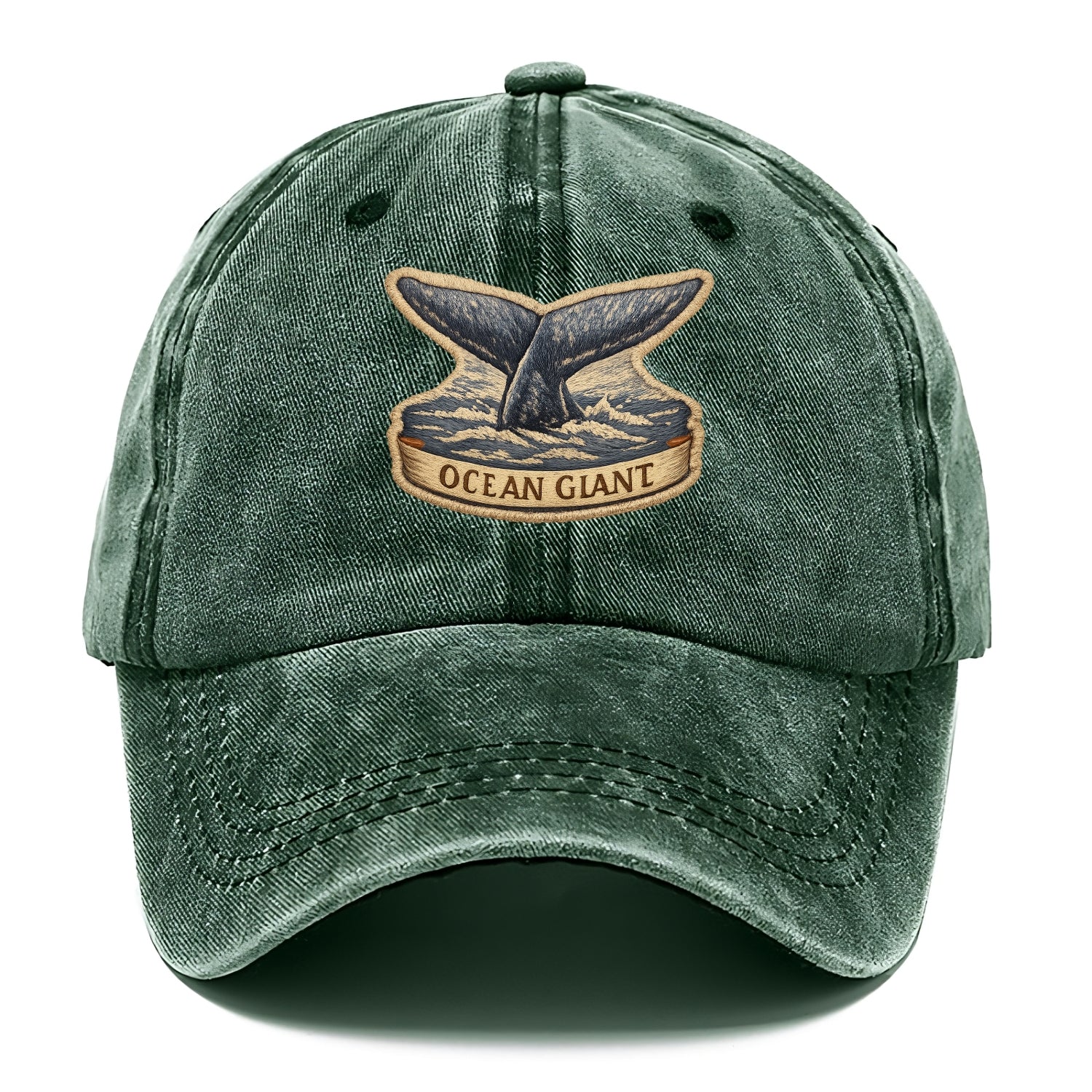 WHALE TAIL - diving whale in blue and gray , ocean giant - Classic Cap - Forest Mist(Green)