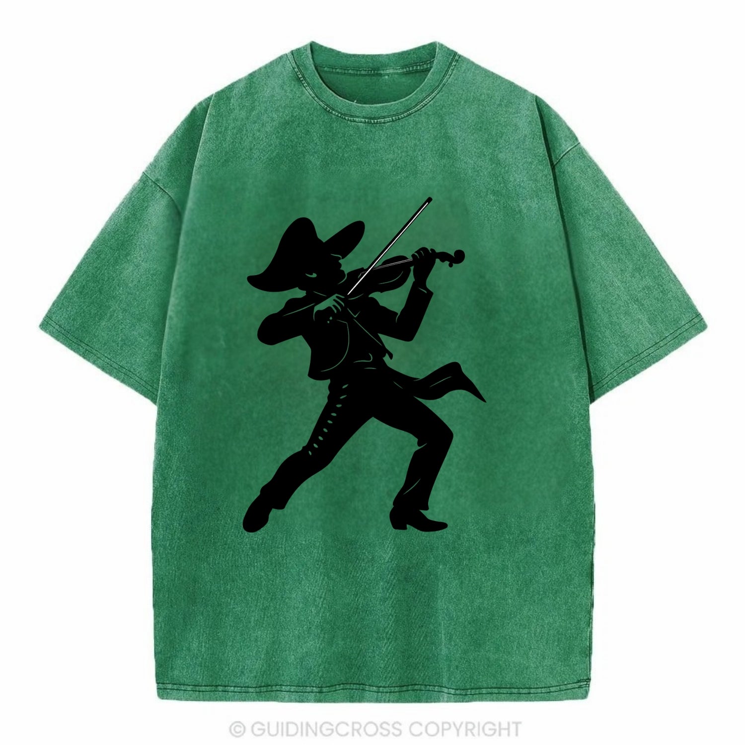 Mariachi violinist passionate performance - Vintage T-shirt - Forest Mist(Green)