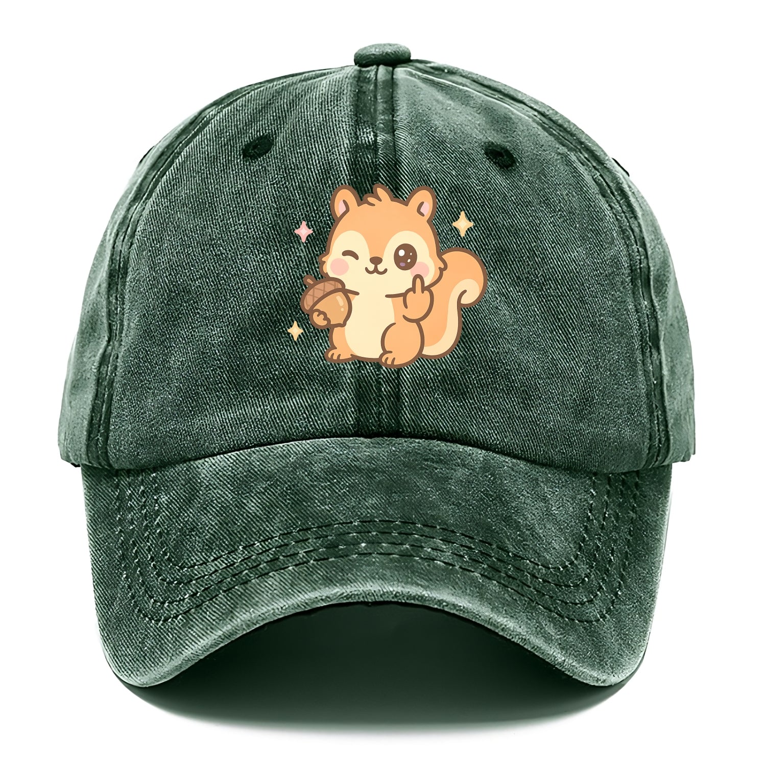 sweet squirrel holding acorn in one paw, flipping off with the other - Classic Cap - Forest Mist(Green)