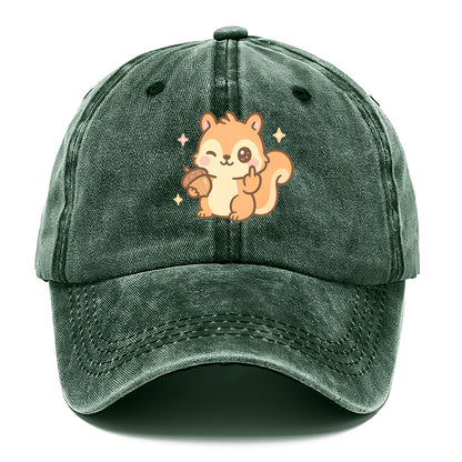 sweet squirrel holding acorn in one paw, flipping off with the other - Classic Cap - Forest Mist(Green)