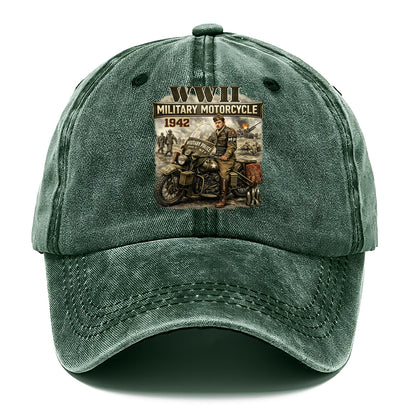 Wwii Military Motorcycle 1942 - Classic Cap - Forest Mist(Green)