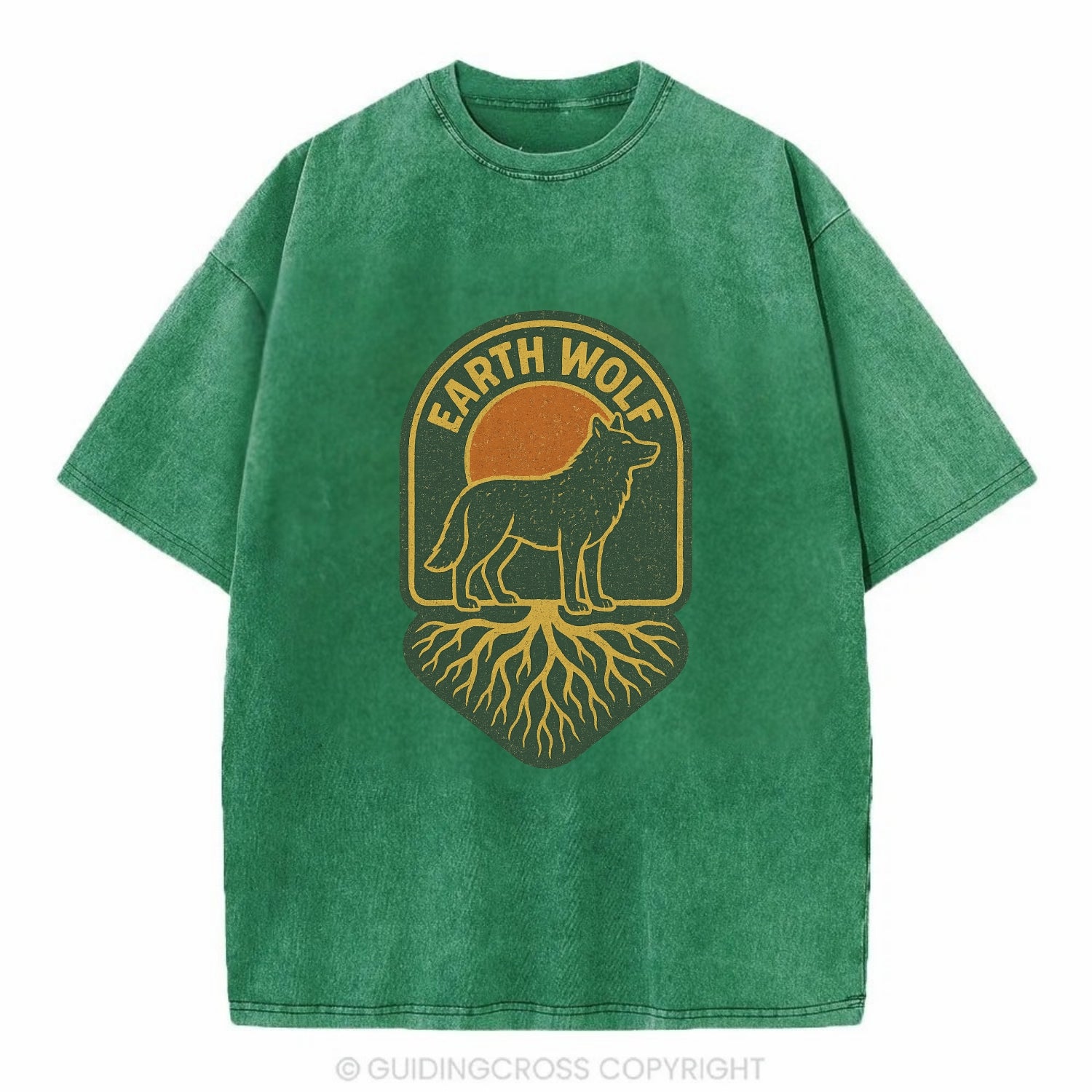 Earth Wolf Roots  - Vintage T-shirt - Forest Mist(Green)
