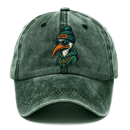 Coral Gables Ibis wearing Miami beanie with U patch - Classic Cap - Forest Mist(Green)