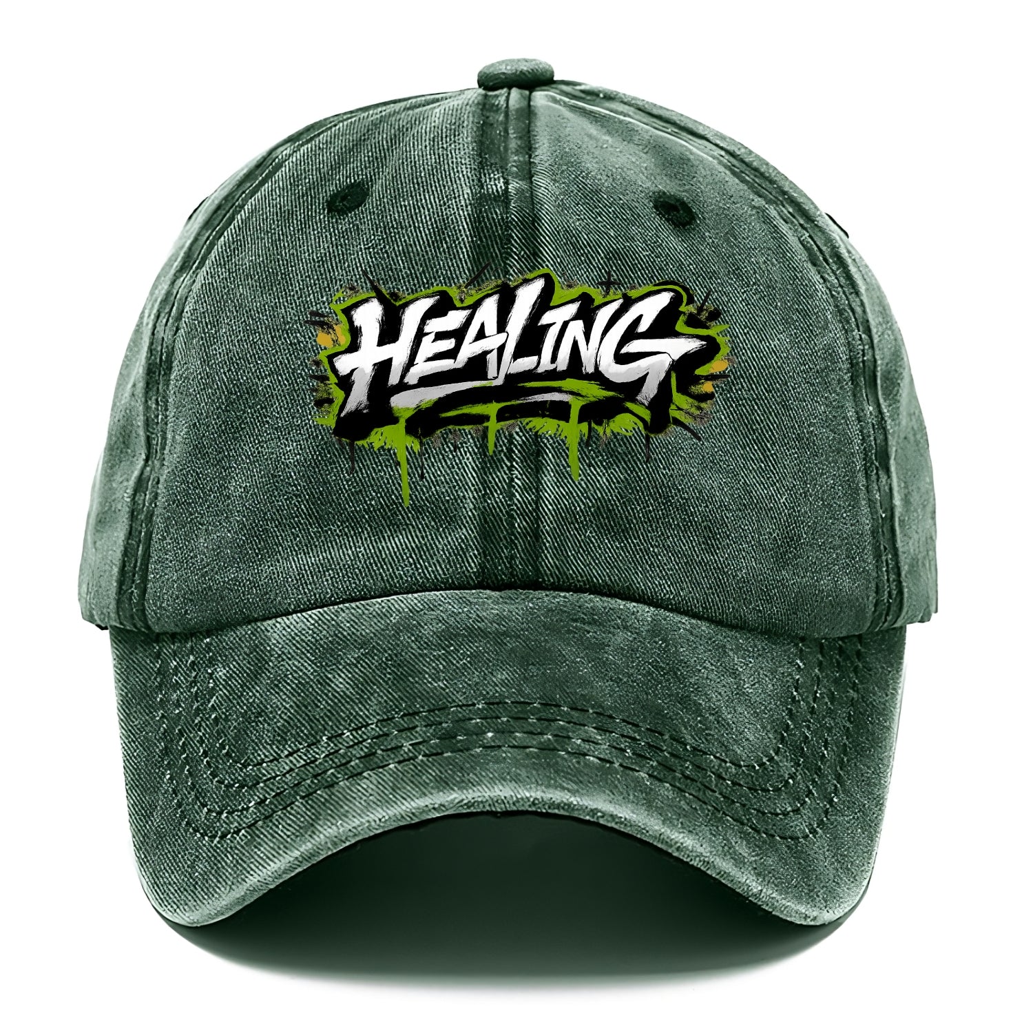 Bold typography design - "HEALING" - in recovery, getting better - Classic Cap - Forest Mist(Green)