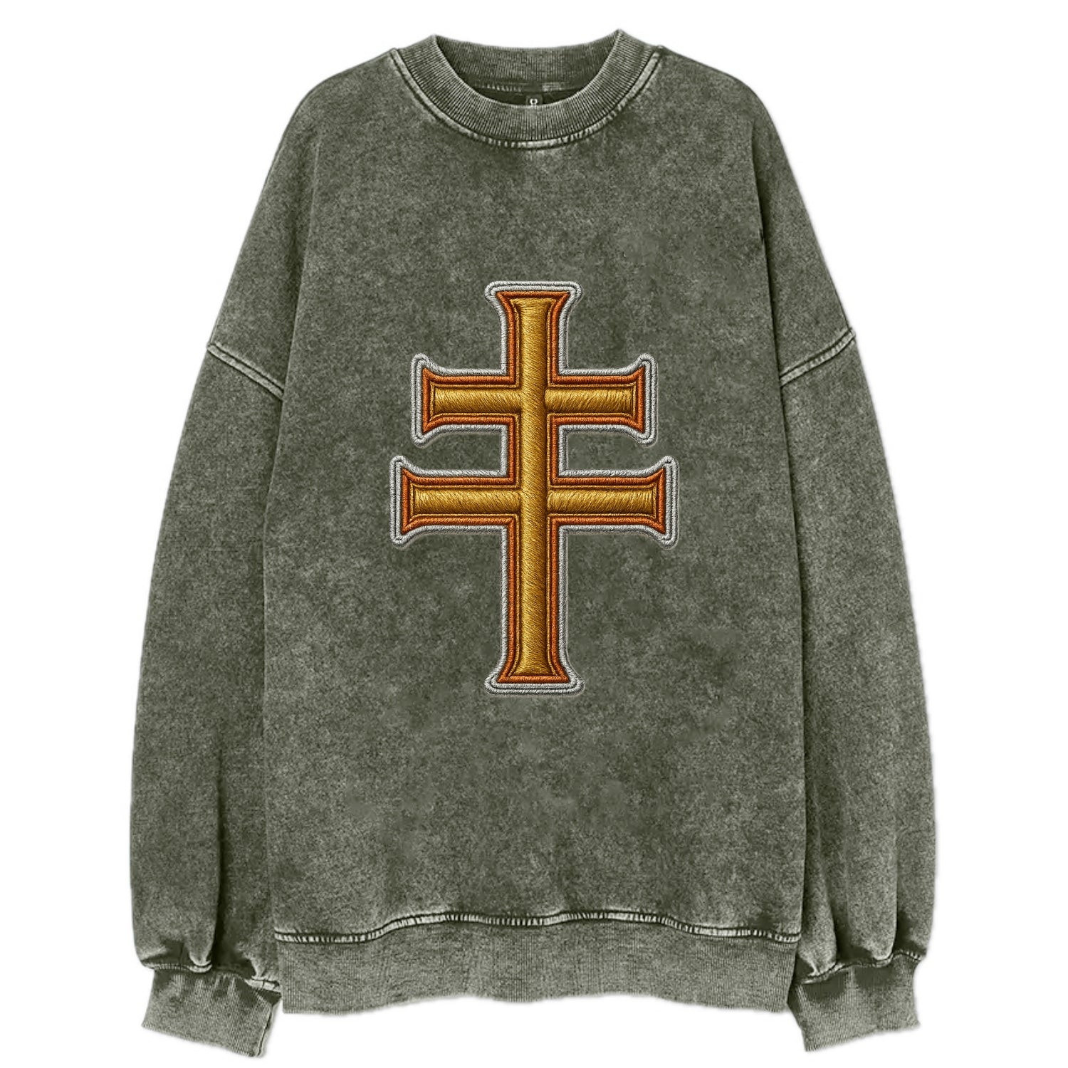 Patriarchal Cross - Vintage Sweatshirt - Forest Mist(Green)