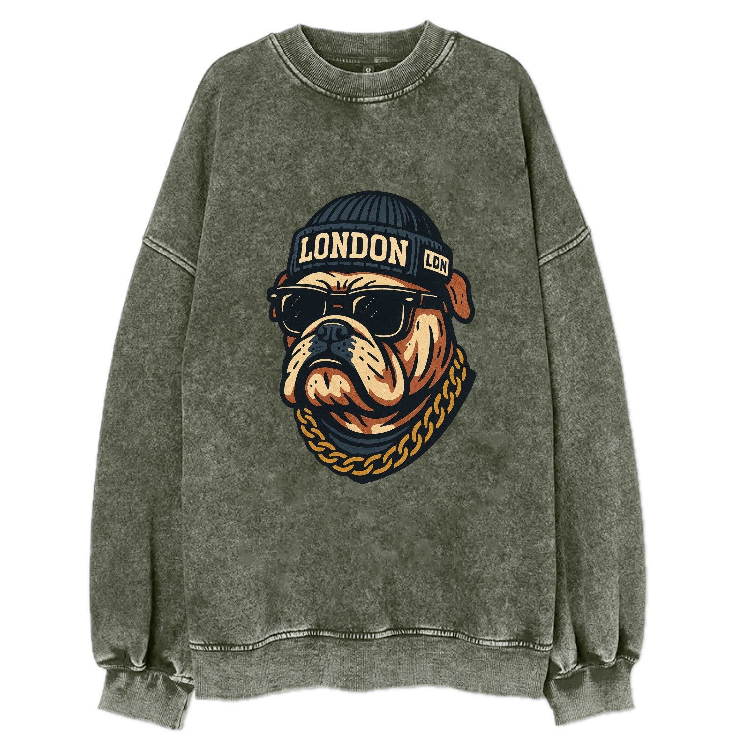 London Bulldog - Vintage Sweatshirt - Forest Mist(Green)