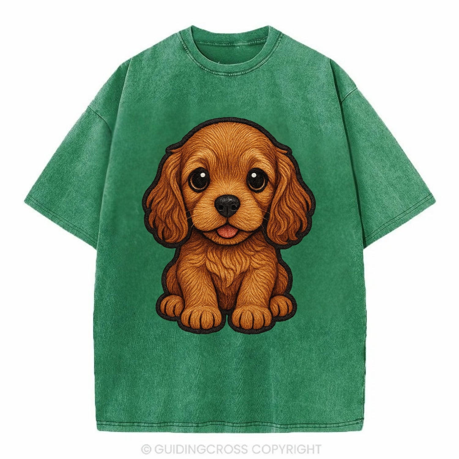 Baby Cocker Spaniel Puppy - long wavy ears, soulful eyes, silky coat, - Vintage T-shirt - Forest Mist(Green)