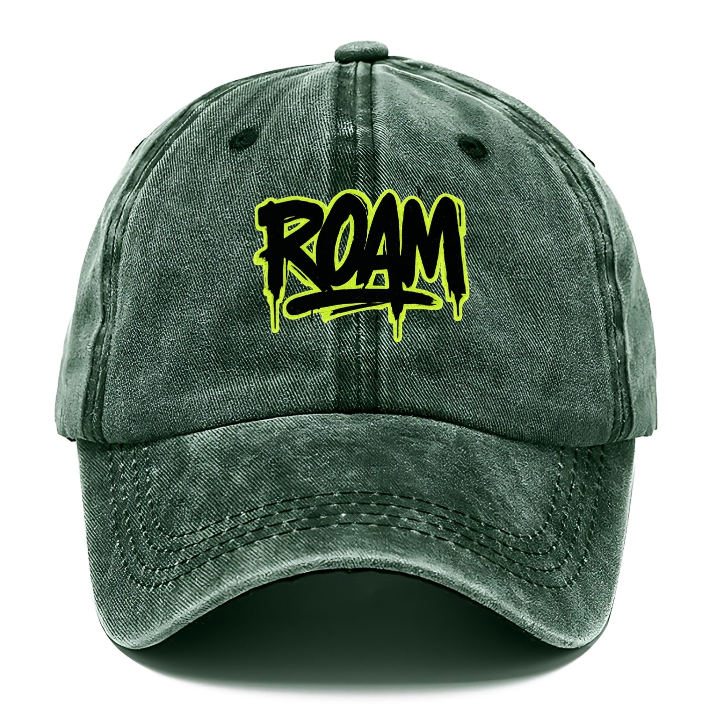 Bold typography design - "ROAM" - wander freely, no destination needed - Classic Cap - Forest Mist(Green)