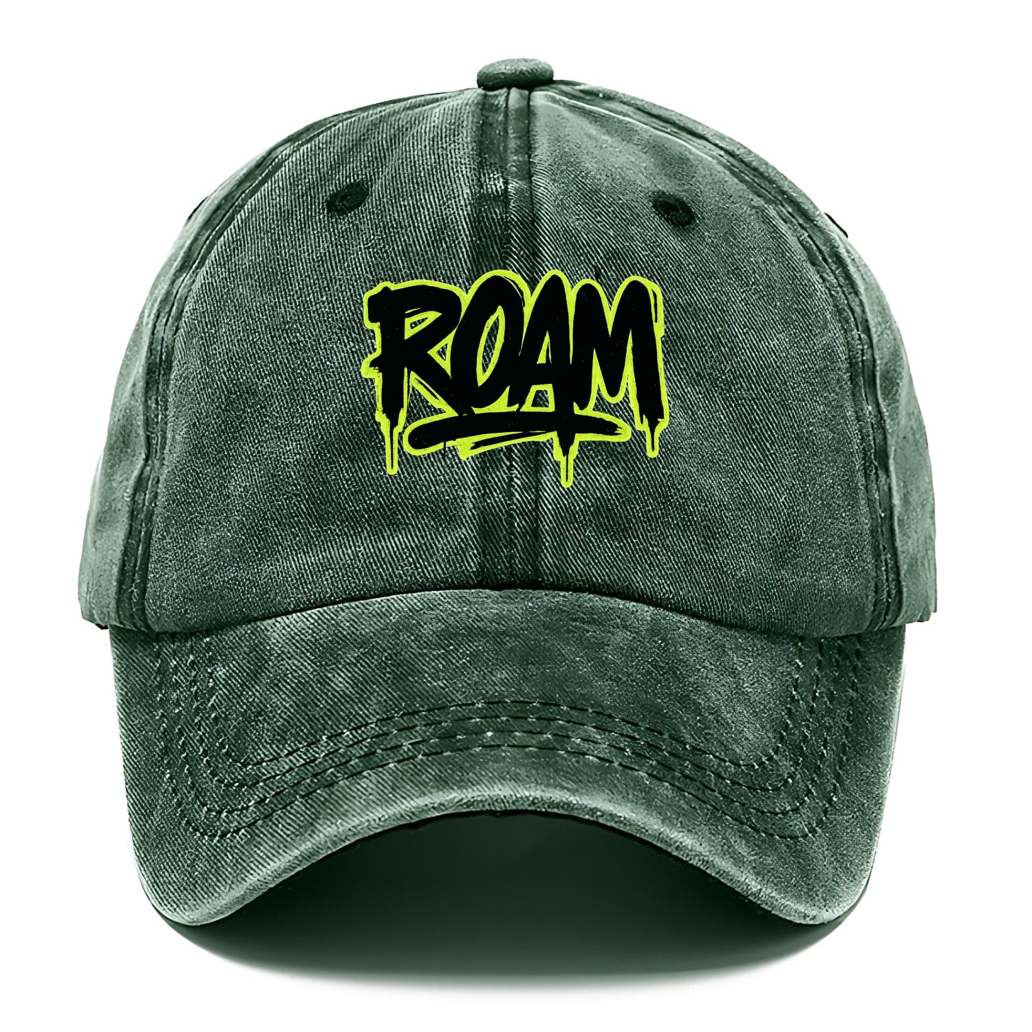 Bold typography design - "ROAM" - wander freely, no destination needed - Classic Cap - Forest Mist(Green)