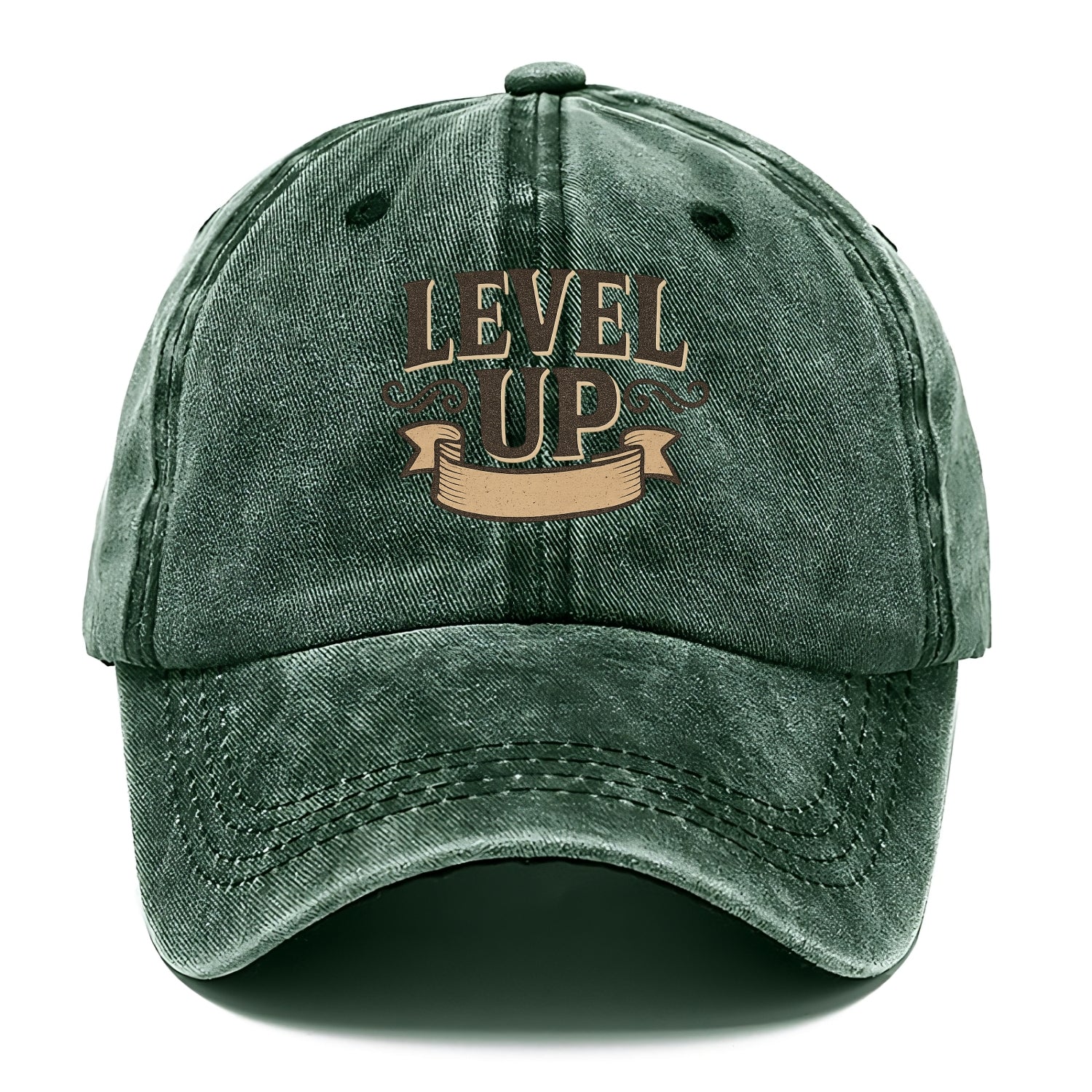 Bold typography design - "LEVEL UP" - improving, advancing, growing - Classic Cap - Forest Mist(Green)