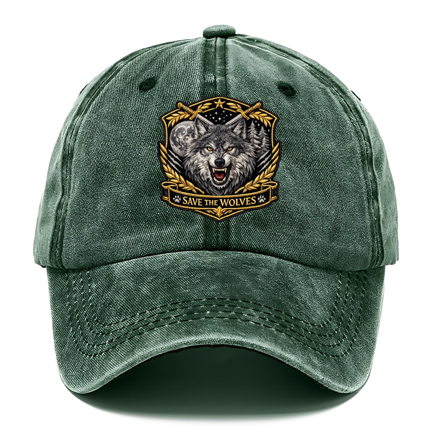 SAVE THE WOLVES - wolf moon in gray , predator protection - Classic Cap - Forest Mist(Green)