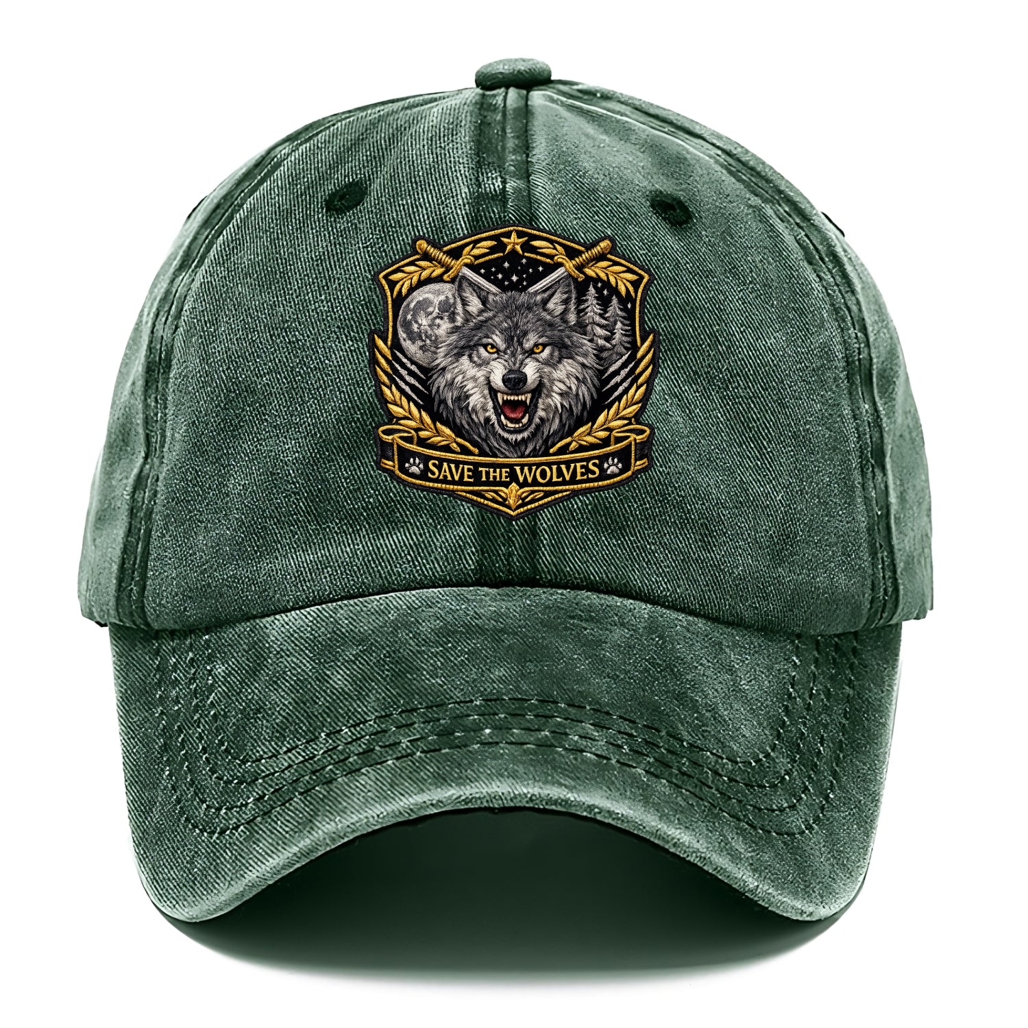 SAVE THE WOLVES - wolf moon in gray , predator protection - Classic Cap - Forest Mist(Green)