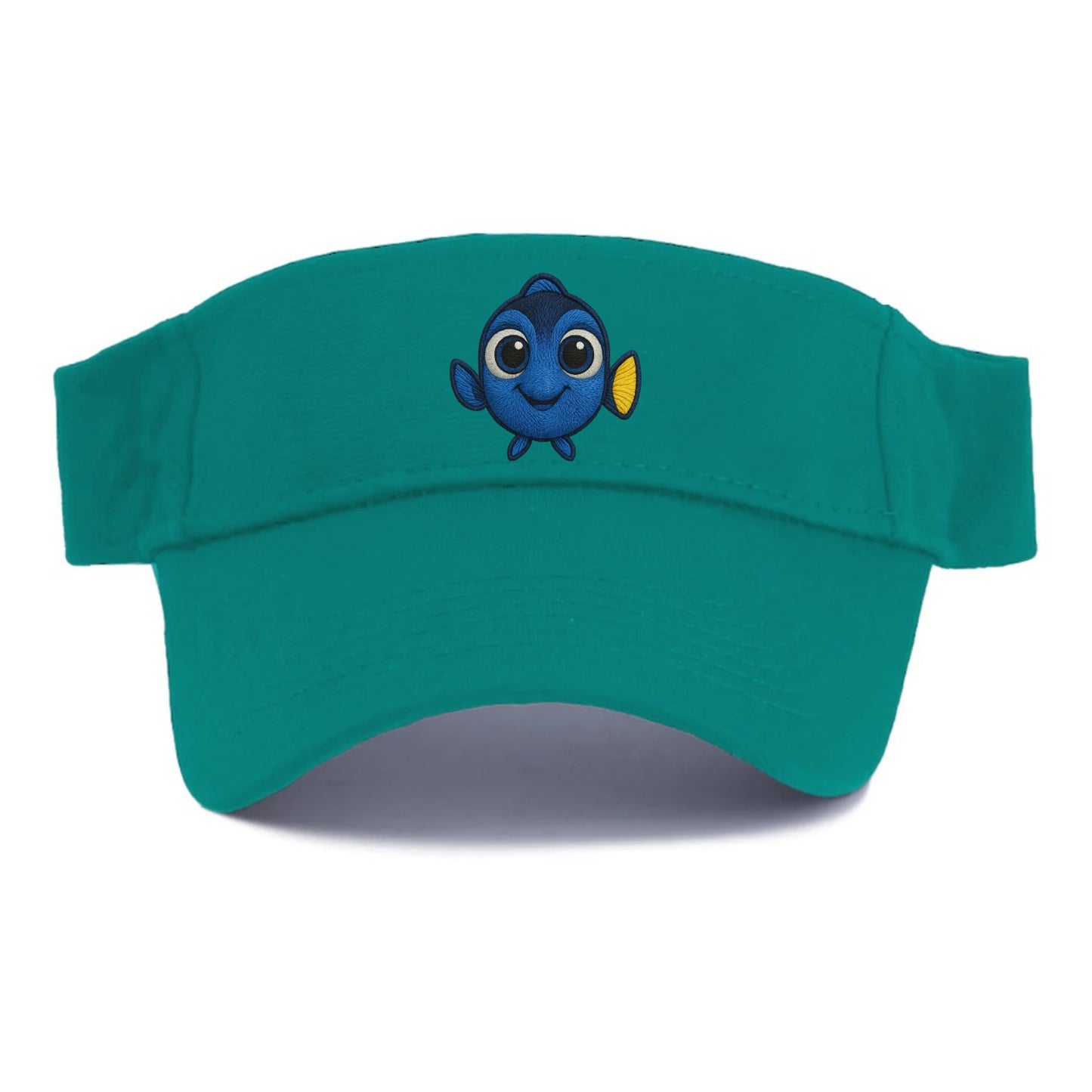 Baby Blue Tang - bright blue with yellow tail, big eyes, front-facing, Dory-style - Visor - Forest Mist(Green)