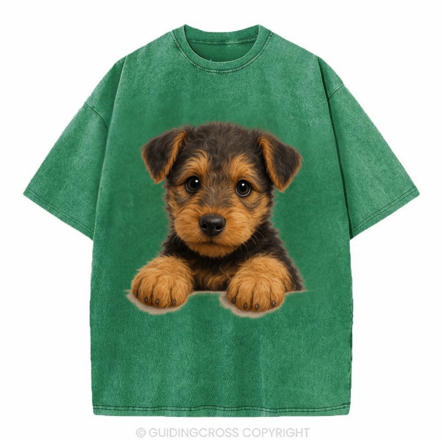 Airedale Terrier  - Vintage T-shirt - Forest Mist(Green)
