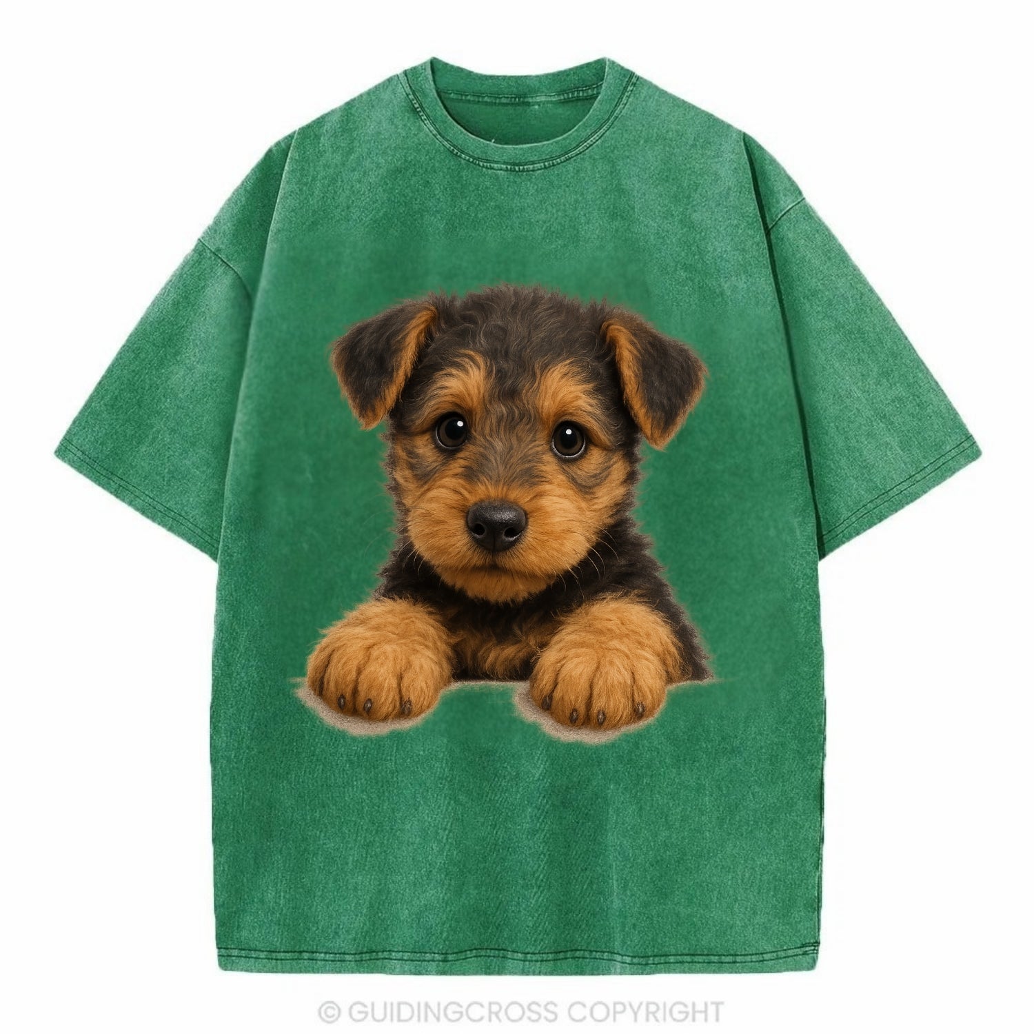 Airedale Terrier  - Vintage T-shirt - Forest Mist(Green)
