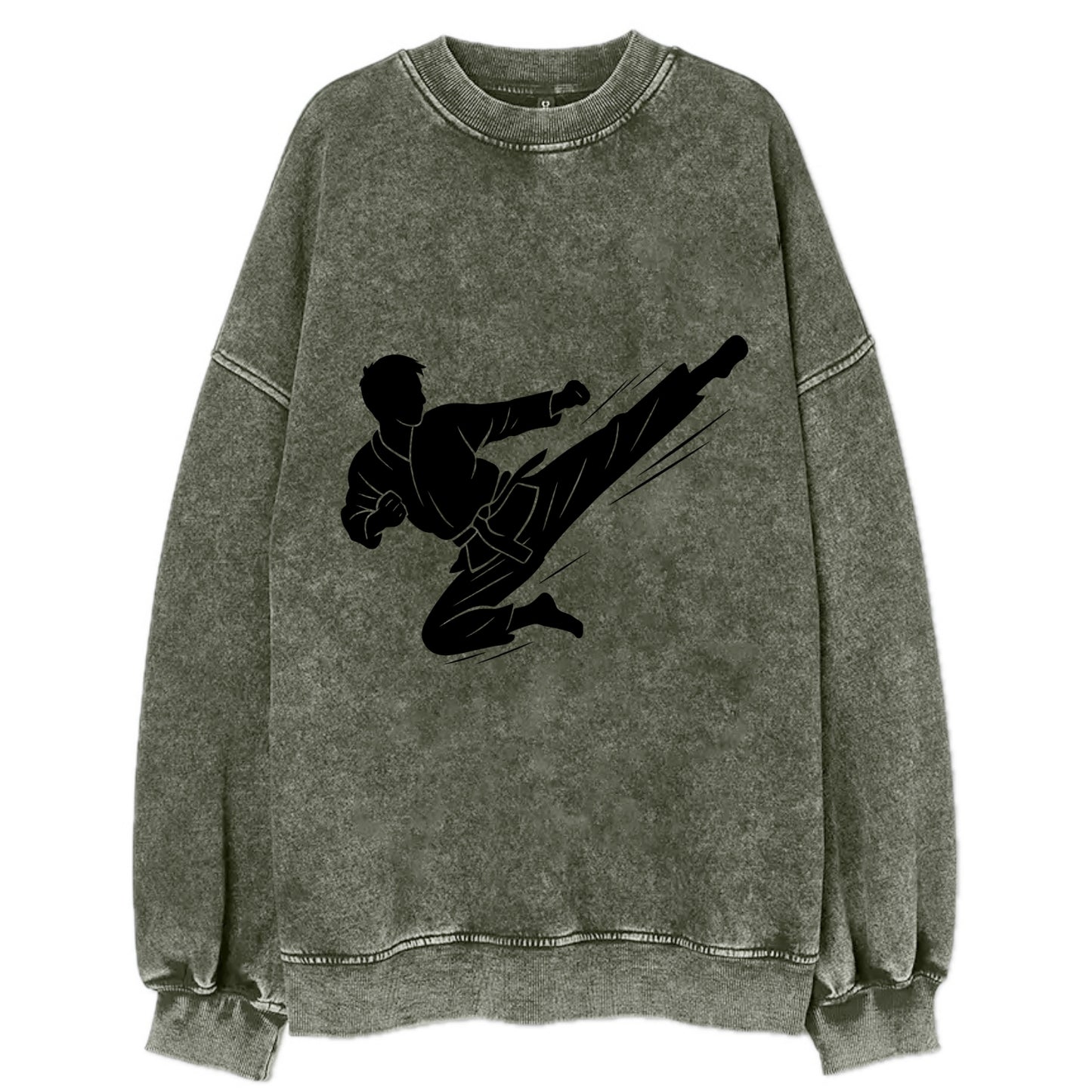 Korean taekwondo flying kick - Vintage Sweatshirt - Forest Mist(Green)