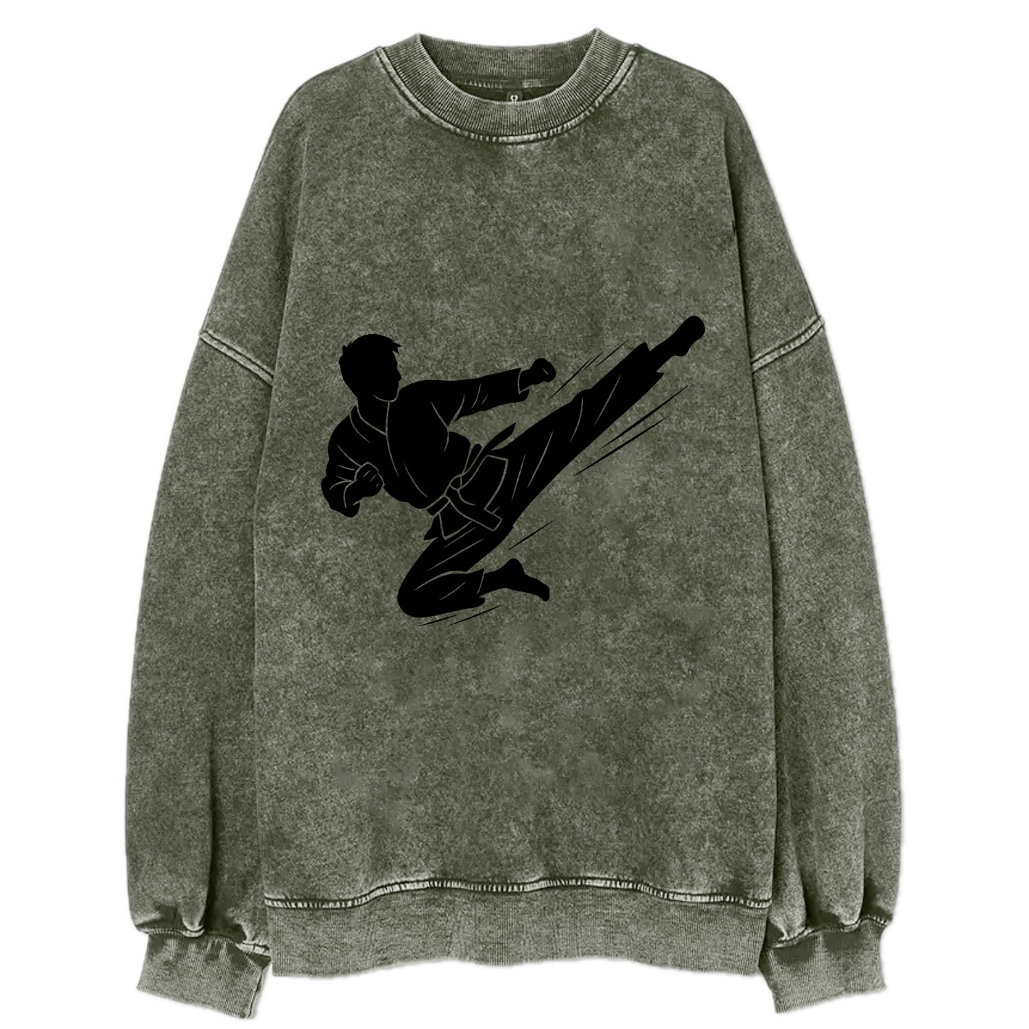 Korean taekwondo flying kick - Vintage Sweatshirt - Forest Mist(Green)