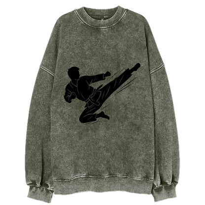 Korean taekwondo flying kick - Vintage Sweatshirt - Forest Mist(Green)