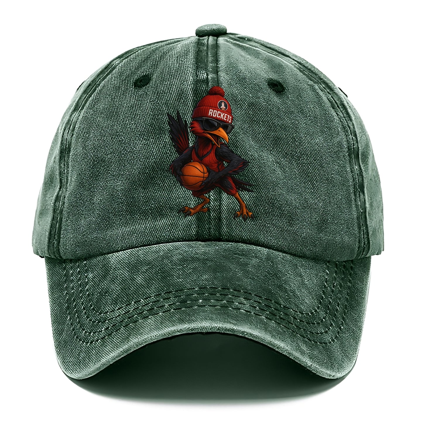Houston Roadrunner wearing Rockets beanie with launch pad patch and wayfarer - Classic Cap - Forest Mist(Green)