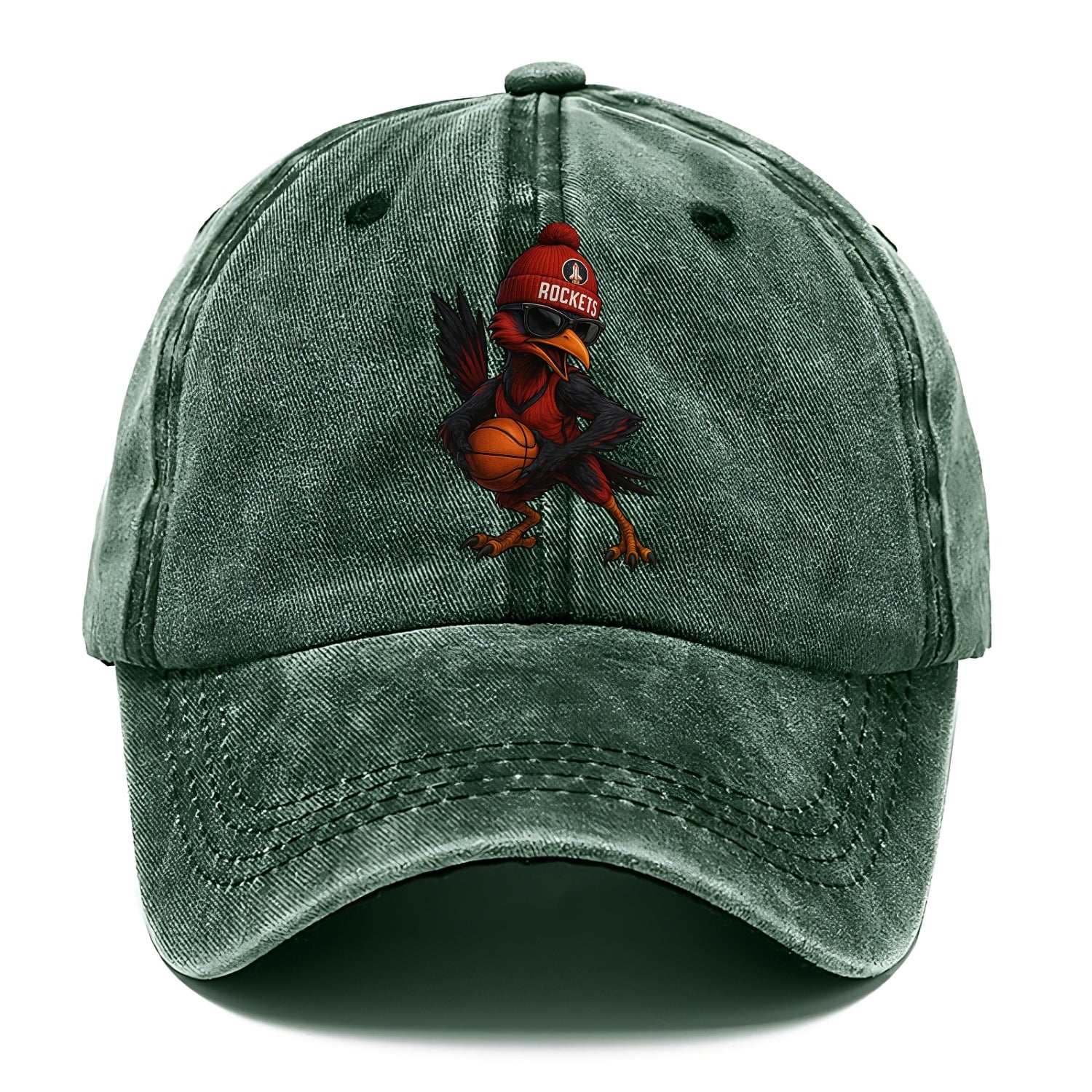 Houston Roadrunner wearing Rockets beanie with launch pad patch and wayfarer - Classic Cap - Forest Mist(Green)