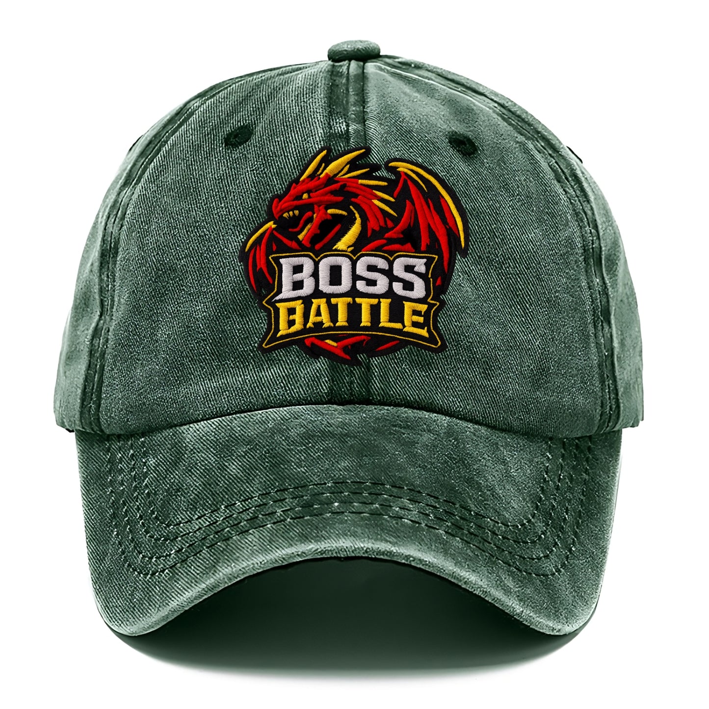 BOSS BATTLE - dragon silhouette in red and gold , raid - Classic Cap - Forest Mist(Green)