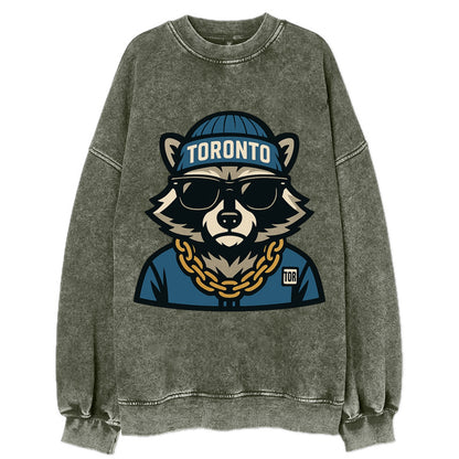 Toronto Raccoon - Vintage Sweatshirt - Forest Mist(Green)