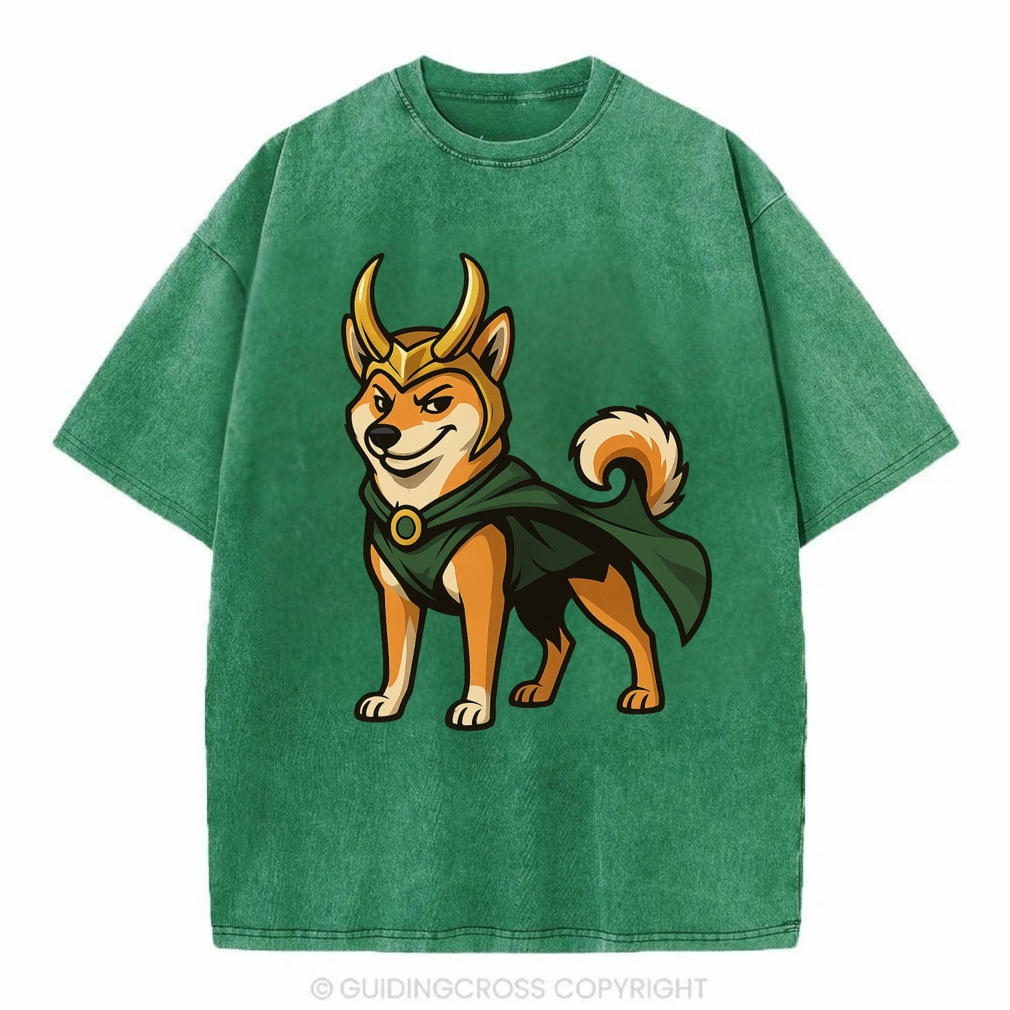 Shiba Inu Loki  - Vintage T-shirt - Forest Mist(Green)
